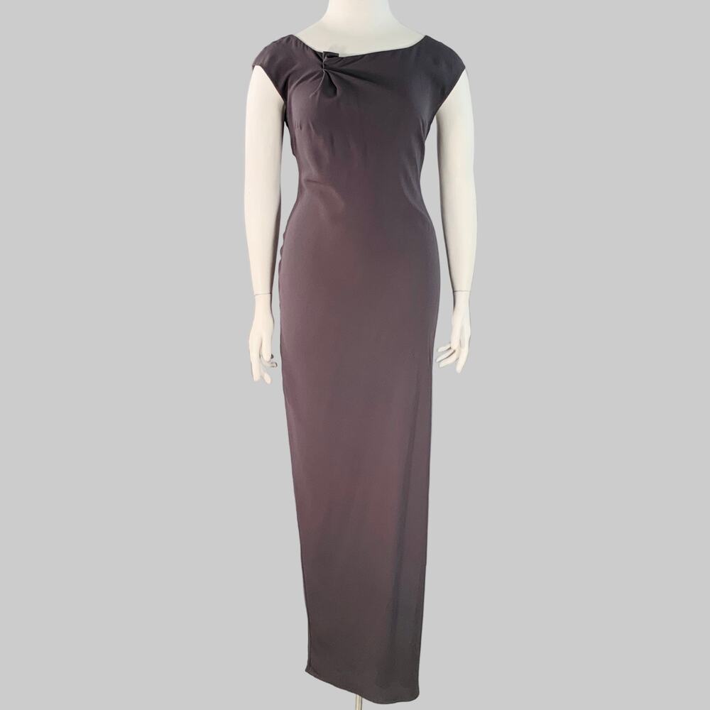 BRUNELLO CUCINELLI Size XL Grey Charcoal Silk Sleeveless Long Evening Gown